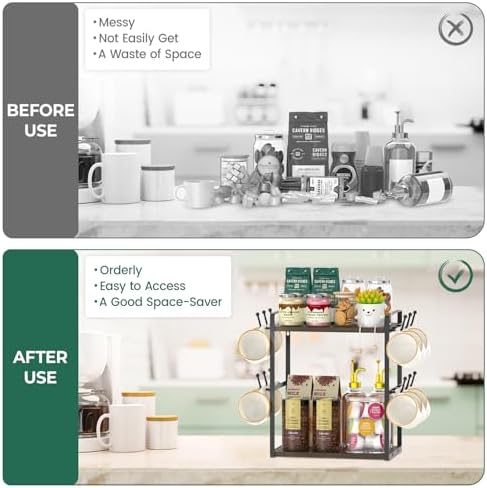 EsLuker.ly Coffee Station Bar Organizer Mug Holder Stand Countertop - Image 6
