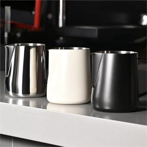 Milk Frother Cup Stainless Steel Stainless Steel Milk Frothing Jug Long Rounded Spout Latte Art Pitcher Frother Professional Barista Steaming Accessorie(600ml-black) - Image 2