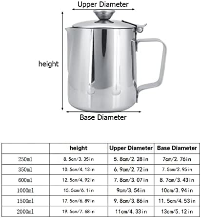 Zerodis Milk Frother Cup, Stainless Steel Milk Frothing Pitcher Latte Cup with Ergonomic Handle Spout Coffee Cup Mug Metal Steamer Cup for Home Coffee Milk Making (2000ml) - Image 2