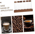 SOLUSTRE 6 Tubes Coffee Bean Container Glass Bottle Set with Wooden Stand - Image 3