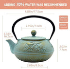 30.4oz Small Cast Iron Tea Kettle,SECHUDO Tea Pot Coated with Enameled Interior for Loose Tea, Cute Cast Iron Teapot with Stainless Steel Infuser for Stovetop Safe (900ml) - Image 6