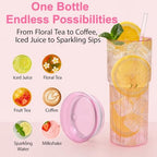 Luiaiog 20oz Glass Cups with Lids and Straws - Set of 4 Reusable Tumblers, Thickened Shatter-Resistant Glass, Ideal for Iced Coffee, Smoothies, Cocktails, Juices - Elegant & Durable Drinkware (Pink) - Image 3