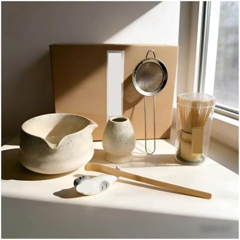 6-Piece Matcha Tea Set - Ceramic Bowl With Spoon, Whisk, And Powder Sieve Complete - Image 4