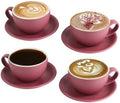Yundu Matte Purple Cappuccino Cups Set of 4-10oz Ceramic Latte Mugs with Saucers, Elegant Espresso Cups for Coffee & Tea by YunduHome