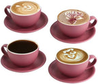 Yundu Matte Purple Cappuccino Cups Set of 4-10oz Ceramic Latte Mugs with Saucers, Elegant Espresso Cups for Coffee & Tea by YunduHome