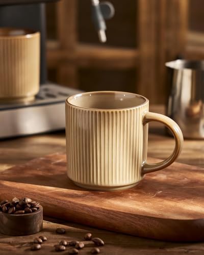 famiware Coffee Mug Set of 8, Star 12 oz Ceramic Mugs Cups Set with Handle - Image 4