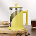 French Press Coffee Maker Coffee Press, With 3 Filters System, Heat Resistant Thickness Borosilicate Glass, Stainless Steel, Cold Brew Coffee Tea Pot, Easy To Clean(/Yellow,800ml) by GIZNXBA