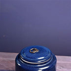 Tea Tin Canister Chinese Retro Kiln Change Glaze Loose Leaf Tea Warehouse Large Sealed Storage Jar Decorative Porcelain Food Containers Canisters(Blue) - Image 3