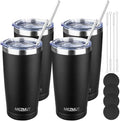 MEZMUT 20oz Insulated Tumbler Cup Travel Coffee Mug with Lid(Black,4 Pack) by MEZMUT