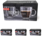 Bodum 5oz Bistro Double Wall Espresso Mug, High-Heat Borosilicate Glass, Set of 2, Clear, 5oz (Pack of 4) by Bodum