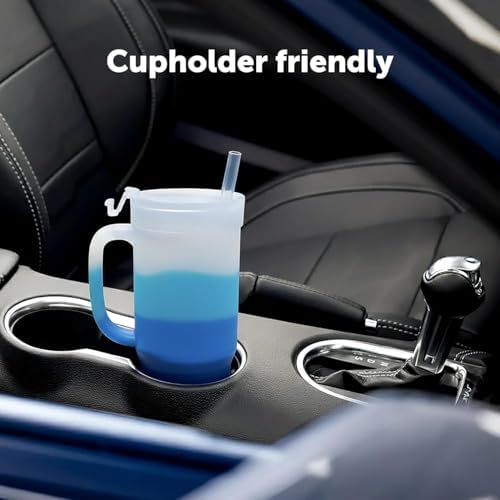 Silipint 32oz Silicone Humbler Tumbler with Handle, Flip Lid and Straw – BPA-Free, Non-Toxic, Unbreakable, Microwave, Dishwasher Safe – Perfect for Tea, Cold Water, Blizzard - Pack of 2 - Image 3
