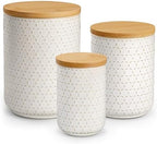 MALACASA LYDIA Ceramic Canisters Set with Airtight Lids, 80/40/20 oz Coffee Canister, Cookie Jar & Sugar Container, Canisters Sets for the Kitchen, Flour Sugar Pasta Tea Jars, Set of 3, Hexagon by MALACASA