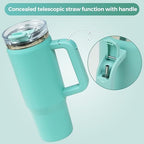 30 oz Tumbler with Handle Hidden Straw Stainless Steel Insulated - Image 2