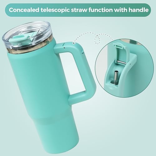 30 oz Tumbler with Handle Hidden Straw Stainless Steel Insulated - Image 2