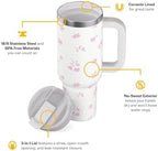RTIC 40oz Road Trip Tumbler, Insulated, Ceramic Lined, Pink Magnolias - Image 3