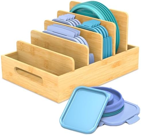 Retro Shaw Lid Organizer for Plastic Lids, with 5 Adjustable Dividers by RetroShaw