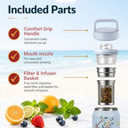 Farasi Tea Infuser Bottle for Loose Leaf Tea Insulated Stainless Steel Water Bottle Tumbler - Portable Coffee, Fruit, Loose Leaf Infuser Mug- Leakproof Blue Floral 24 oz - Image 4