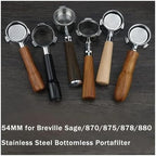 54MM 3ears Bottomless Portafilter Suitable for /870/875/878/880 Stainless Steel Coffee Modified Handle Filter Tool(Brown,S) - Image 6