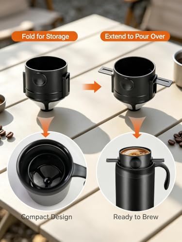 Portable Pour-Over Coffee Mug with Stainless Steel Filter - Image 4