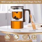 Enchanti Tea Pot, Glass Teapot with Tea Infuser, Magnetic Glass Teapot with Bamboo Tea Scoop,Magic Tea Pot for Loose Leaf Tea Steeper, Heat Resistant Borosilicate, Press to Dispense Water - Image 3