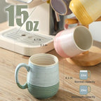 HASENSE Porcelain Coffee Mugs Set of 4, 12 Oz Two-Tone Reactive Glaze Coffee Cups with Handle, Unique Colorful Mug Set for Coffee, Tea, Coco, Latte, Dishwasher and Microwave Safe - Image 3