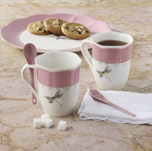 Lenox 897803 Butterfly Meadow Color Mugs With Spoons, Set Of 2, Pink - Image 4