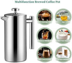 French Press Coffee Maker Silver Double Walled Coffee Press With 3 Filter Screen Stainless Steel French Press Precision Filtration For Coffee & Tea, Home, Travel(350ml/12oz) - Image 2