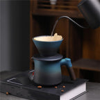 Gradient Blue Balck Ceramic Pour Over Coffee Maker Set 14 oz Coffee Dripper Brewer Heat Resistant Coffee Pot Decanter for Home Coffee Shop,OfficeACM09B - Image 3