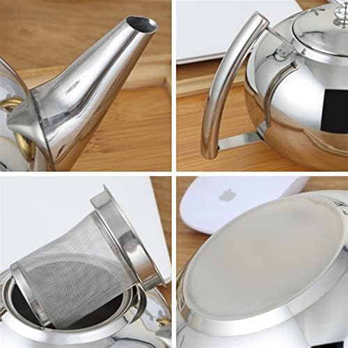 Tea Pot 1L Large Capacity Kettle Stainless Steel Teapot Coffee Maker with Filter Home Cooling Kettle Delicate Teapot Gold/Silver Teapot for Infuser (Color : B, Size : 1L) - Image 2