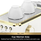 CHULUX Slim Espresso Machine with Milk Frother for Home Latte, White & Gold - Image 6