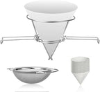 10 Inch Maple Syrup Filter Kit – 10 Pack Non-Woven Filter Papers – 304 Stainless Steel Mesh Strainer, 2-Layer Filtration System, Multi-Purpose Daily Filtration by GOWARM