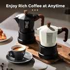 Bincoo Three Valve Espresso Maker Stovetop,Camping Moka Pot 2 Cup/120ML,Stove Top Espresso Italian Coffee Maker,Easy to Use - Image 2