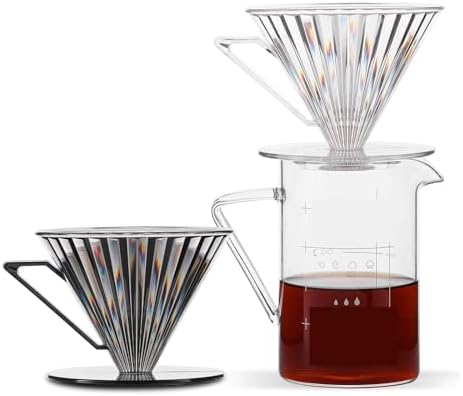 1-2 Cup/2-4 Cup Espresso Filter Portable Barista Tools,PC Coffee Dripper With Handle Drip Coffee Cone Filter(2-4 Cup Clear Set) - Image 2