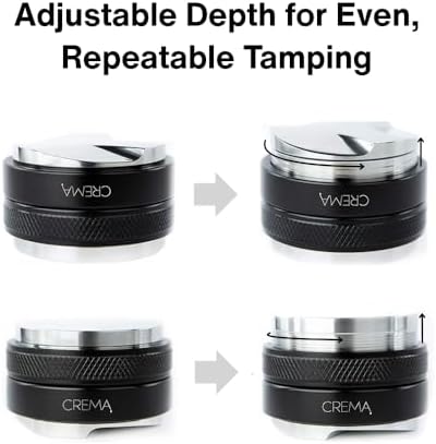 CREMA Coffee Products 51mm Hand Tamper & Coffee Distributor for Delonghi | Compatible w/any 51mm | Double-Sided, Adjustable Depth Tool | Durable 304 Stainless Steel | Silver - Image 4