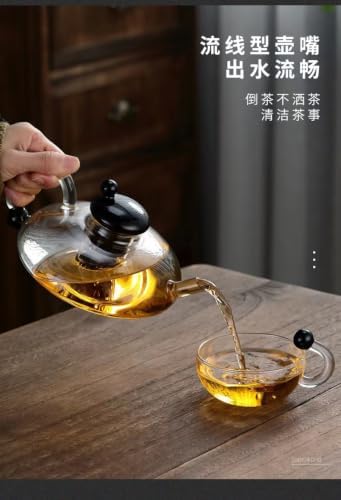 Nordic Camellia Glass Teapot High Borosilicate 520ml (Smoke Gray) - Image 3