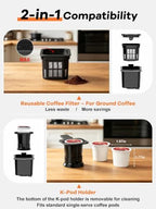 Horavie Hot & Iced Single Serve Coffee Maker for Coffee Pods & Ground - Image 3