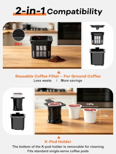 Horavie Hot & Iced Single Serve Coffee Maker for Coffee Pods & Ground - Image 3