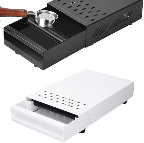 Espresso Coffee Knock Box Drawer, Removable Rubber Strike Wood Pole Coffee Knock Box Drawer, Stainless Steel Coffee Powder Box Non Slip Base (Black) by Zerone
