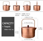 YJX Pure Copper Tea Kettle For Stovetop Safe, Chinese Style Non-Coating Teapot with Stainless Steel Tea Ball For Loose Tea, Durable Tea Pot, 1500ml Kettle - Image 7