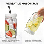 Mapoxy 32oz Mason Jars Cups with Plastic Lids & Straws 4 Pack - Image 6
