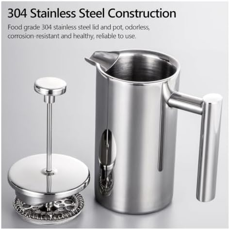 French Press Pot Filter Press Hand-made Coffee Pot Stainless Steel Double Walled Insulated 350ml/800ml/1000ml(350ml) - Image 2