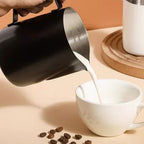 Milk Frother Cup 12oz/20oz Milk Frothing Pitcher Stainless Steel Milk Steaming Pitcher,Espresso Pitcher for Coffee Latte Art,Premium Barista Tools (Color : Black, Size : 600ml/20oz) - Image 2