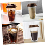 350ml Double Wall Glass Mug with Silicone Lid Coffee Cup - Image 3