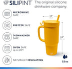 Silipint 32oz Silicone Tumbler with Handle Flip Lid and Straw – BPA-Free Non-Toxic Unbreakable Freezer Microwave Dishwasher Safe Tumbler – Perfect for Tea Cold Water Smoothies Pack of 4 - Image 2