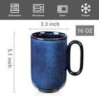 vicrays Ceramic Coffee Mug Set - 16 Ounce Large Stoneware Mug for Men Women - Unique Glazed Porcelain Mugs with Handle for Coffee Latte Tea Milk Cocoa - Set of 6 (Blue) - Image 2