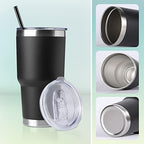 DOMICARE 30 oz Tumbler with Lid and Straw, Stainless Steel Tumblers Bulk, Insulated Vacuum Double Wall Travel Coffee Mug, Durable Powder Coated Tumbler Cups (Black, 4) - Image 5