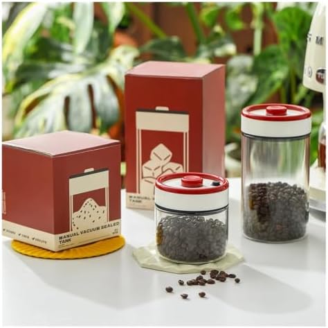 Vacuum Sealed Press Type Coffee Bean Storage Can Glass Canister Durable Tea Preservation Evacuated Storage Bottle for Home Use(1200ML C4533C) - Image 6