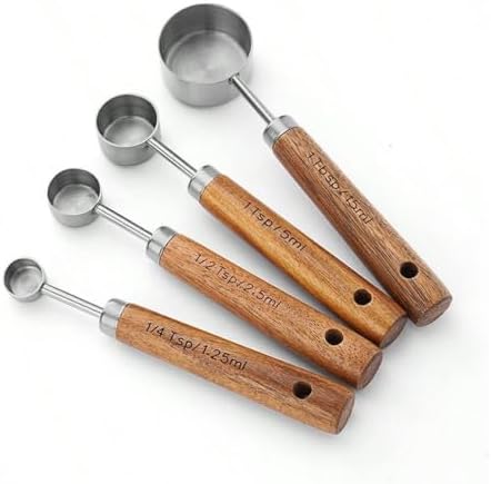 Wooden Handle Stainless Steel Measuring Cup & Spoon - Image 2