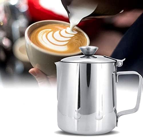 Coffee Milk Frother Cup, Stainless Steel Espresso Coffee Steaming Pitchers with Lid Milk Frothing Pitcher Coffee Machine Accessories Barista Tools for Latte Coffee Art (2000ml) by Zerodis