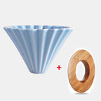 Ceramic Coffee Dripper Pour Over Coffee Maker Handmade Origami Coffee Filter Cup Flower Shape Funnel Drip Cafe Cake Cup Home(Blue suit,1-2CUP) - Image 2
